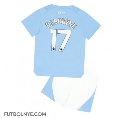 Camiseta Manchester City Kevin De Bruyne #17 Primera Equipación para niños 2023-24 manga corta (+ pantalones cortos)